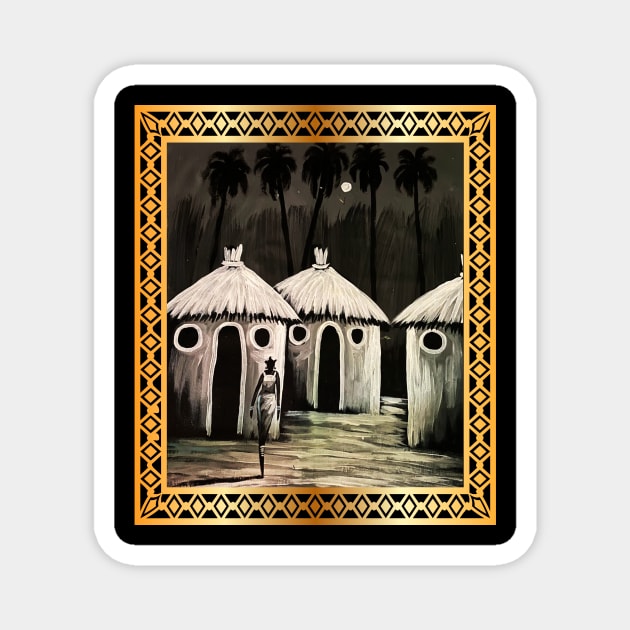 Mud Hut, African Artwork Magnet by logiamerch