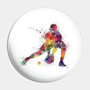 Girl Baseball Catcher Softball Player Watercolor Pin