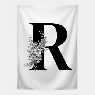 R alphabet Botanical cherry blossom sakura flowers Tapestry