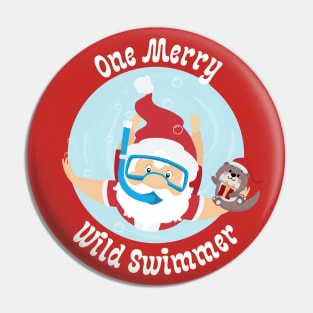 A Merry Santa Wild Swimmer Christmas Pin