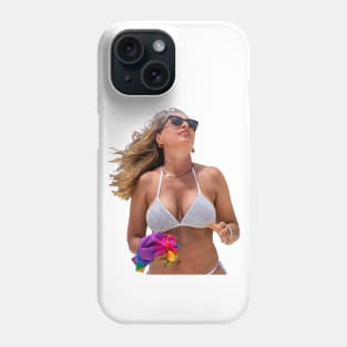 Woman Wearing a Silver Bikini and Sunglasses Phone Case