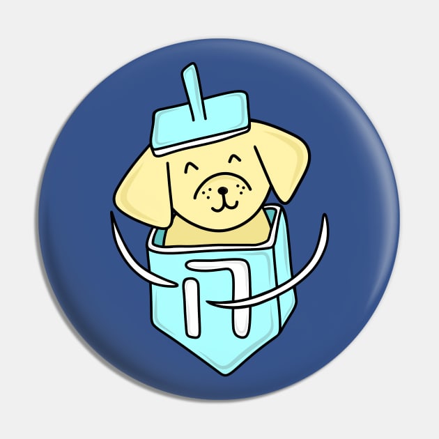 Hanukkah Dog in a Light Blue Dreidel, made by EndlessEmporium Pin by EndlessEmporium