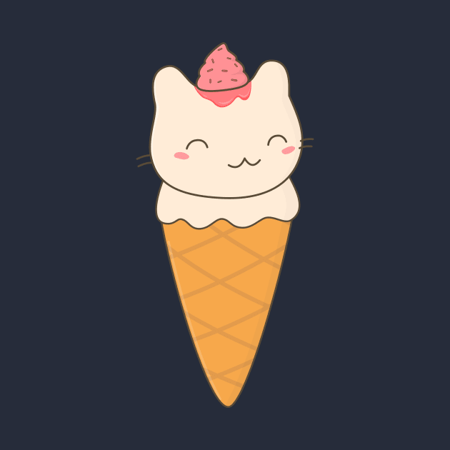 Kawaii Ice Cream Cat T-Shirt by happinessinatee