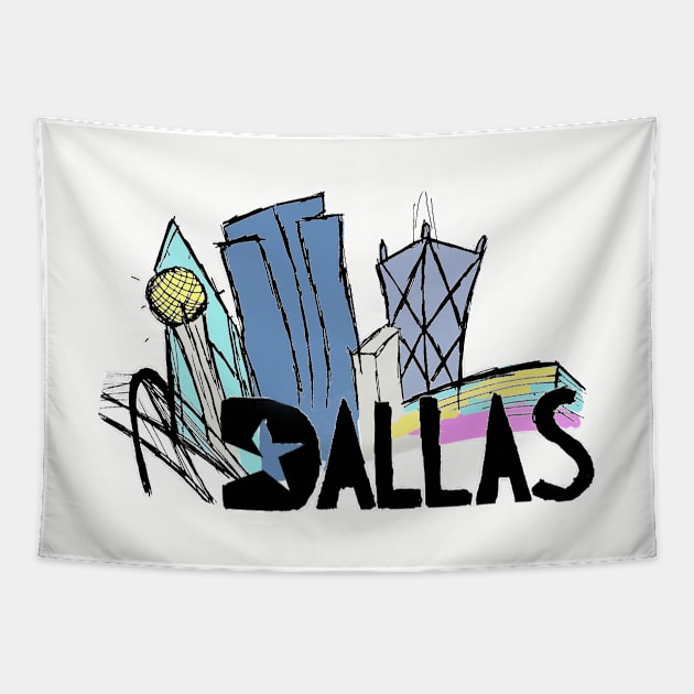 Dallas Skyline Tapestry by wesgentry