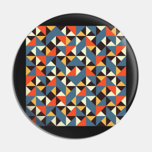 Vintage Geometric Tile Blue Orange Yellow Pin