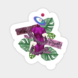 Vibe high Greek  stone and nature with snakes and trippy flower 3 purple Magnet