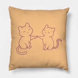 TWO KITTENS purple lineart Pillow