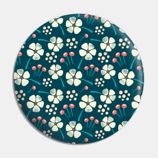 Abstract Floral Pattern in Blue, Yellow and Orange Pin