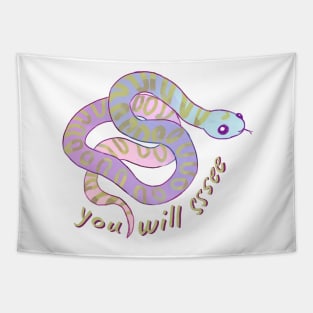 Cute watercolor snake Tapestry