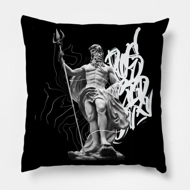 Poseidon calligraphy Pillow by bangoner