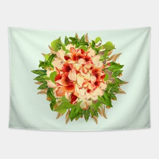 Floral Flowers with Green Leaves Tapestry