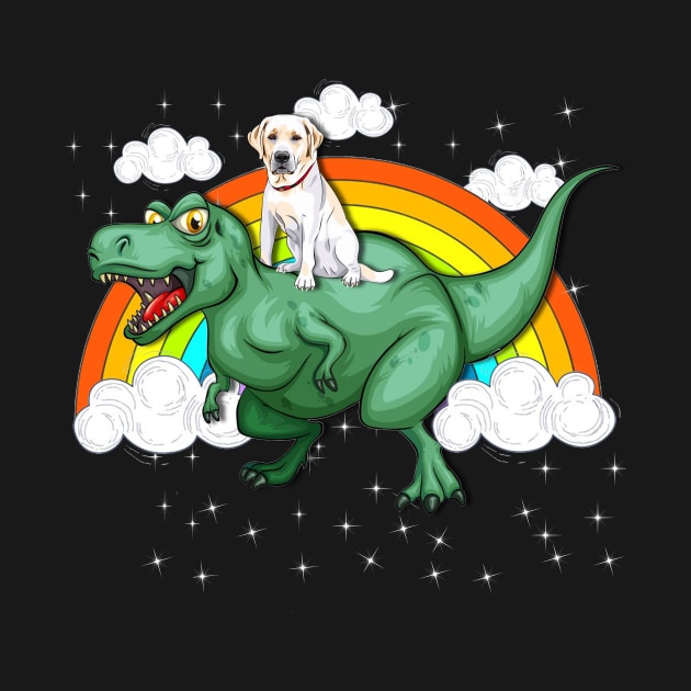 T Rex Dinosaur Riding Labrador Dog by LaurieAndrew