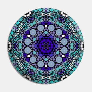 Dot Mandala Flower Purple Blue and White Pin