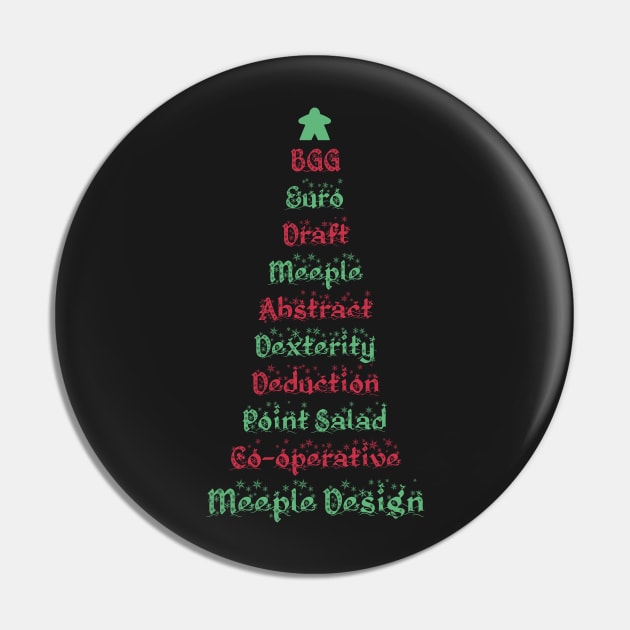 Meeple Design Board Game Category Christmas Tree - Board Games - Gaming Art Pin by MeepleDesign