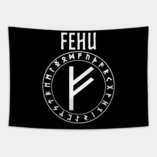 Fehu Norse Rune of Wealth and Prosperity Tapestry