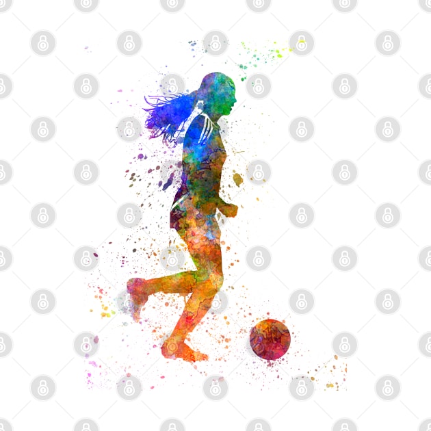 Girl playing soccer football player silhouette by PaulrommerArt