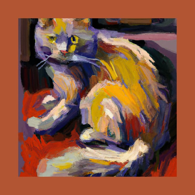 Painting of a Cat in the Style of Cezanne by Star Scrunch