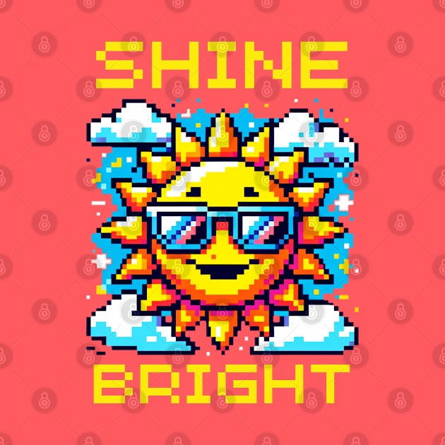 Pixel Sun Smile - Vibrant Retro Sunshine by Pixel Punkster