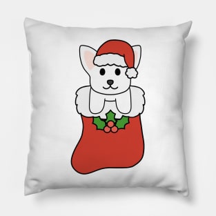 Christmas White Chihuahua Stocking Pillow