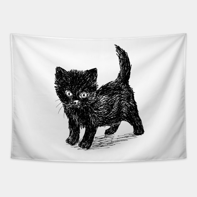 Black cat Tapestry by rachelsfinelines