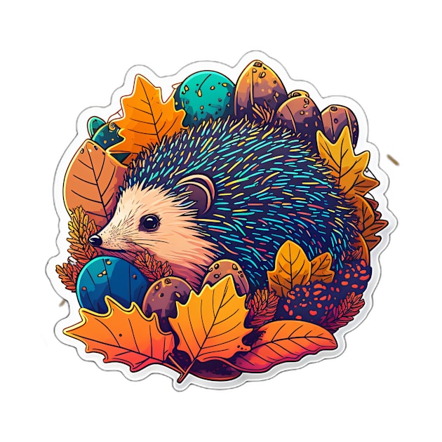 Echidna Hidden Among the Leaves Neon by Remix Rick