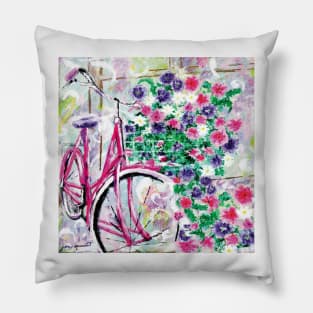Bicycle with flowers Pillow