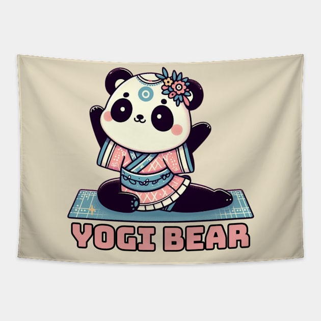 Panda Bear Yoga instructor Tapestry by Japanese Fever