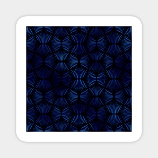 Vintage Foil Palm Fans in Classic Blue and Black Art Deco Neo Classical Pattern Magnet