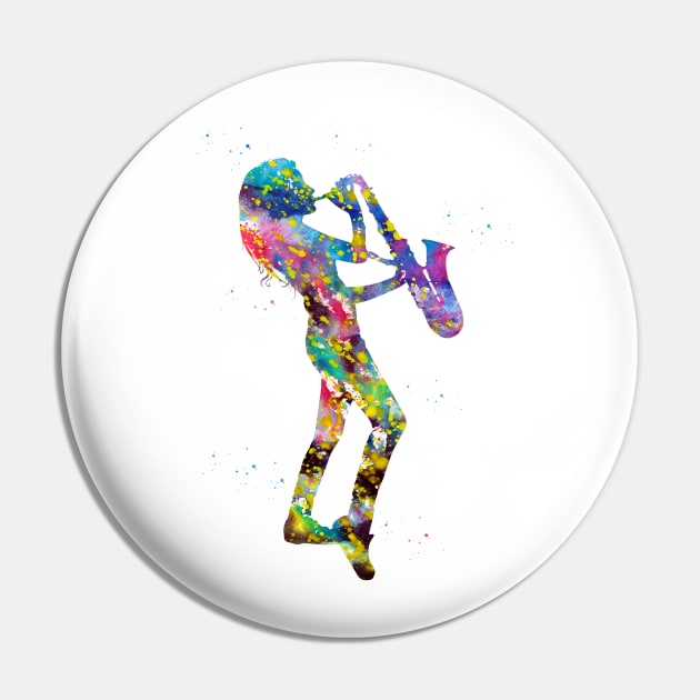 Woman playing saxophone Pin by erzebeth