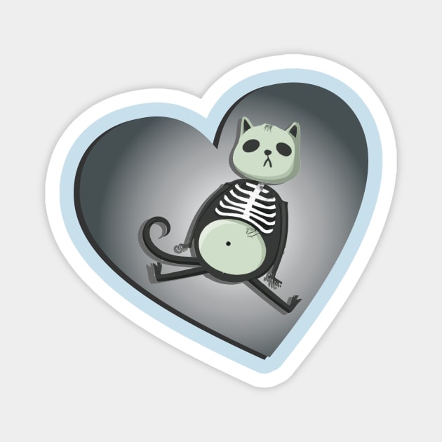 skeleton cat Magnet by Turtlewerx inc