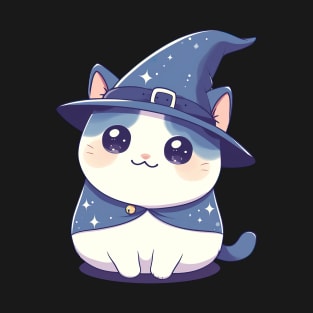 Wizard Cat in Kawaii Style T-Shirt