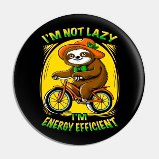 Cute cartoon sloth riding a bicycle with funny quotes. Pin