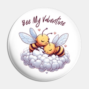 couple of bees embracing on a cloud, Bee My Valentine Pin