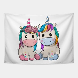 Two cute unicorns - boy and girl. Tapestry