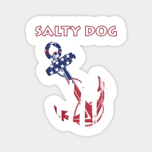 Salty Dog American Flag Painted Anchor Magnet