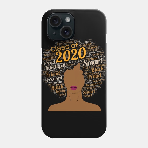 Class of 2020 Afro Typography Art Phone Case by blackartmattersshop