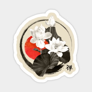 White Lotus Enso Zen Circle Magnet