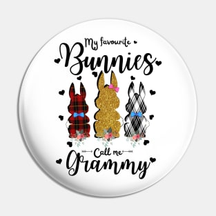 My Favorite Bunnies Call Me Grammy, Cute Leopard Bunnies Easter Gift Pin