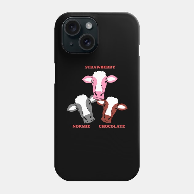 Strawberry Cow Chocolate Milk Cow and Normie Cow Phone Case by isstgeschichte