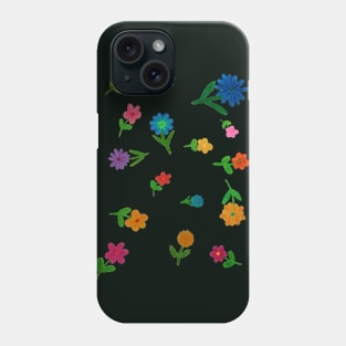 More Hand Drawn Flowers (dark background) Phone Case