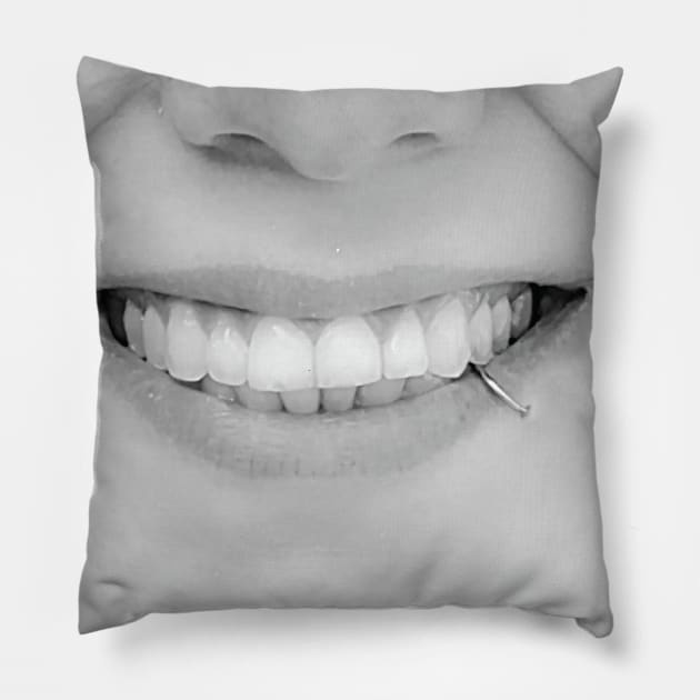 funny smile mouth mask for girl | funny face mask | smiley face girl | smile mouth for women Pillow by jack22