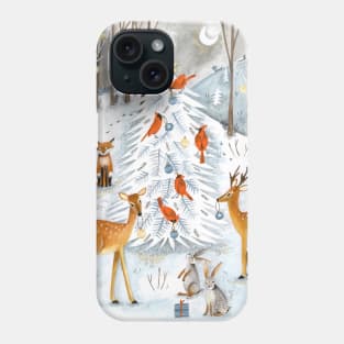 Christmas snow woodland animals Phone Case