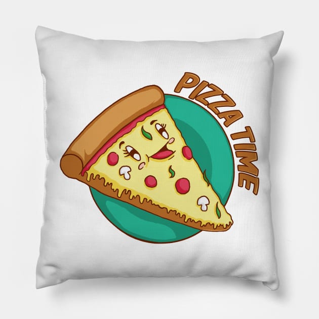 Kawaii Pizza Time Pillow by Sweet Kawaii