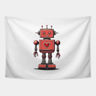 Retro Vintage Tin Robot with Heart Tapestry