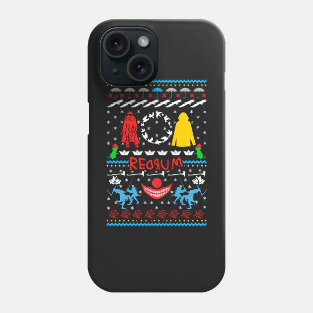 Stephen King Inspired Ugly Christmas Sweater Phone Case by KsuAnn