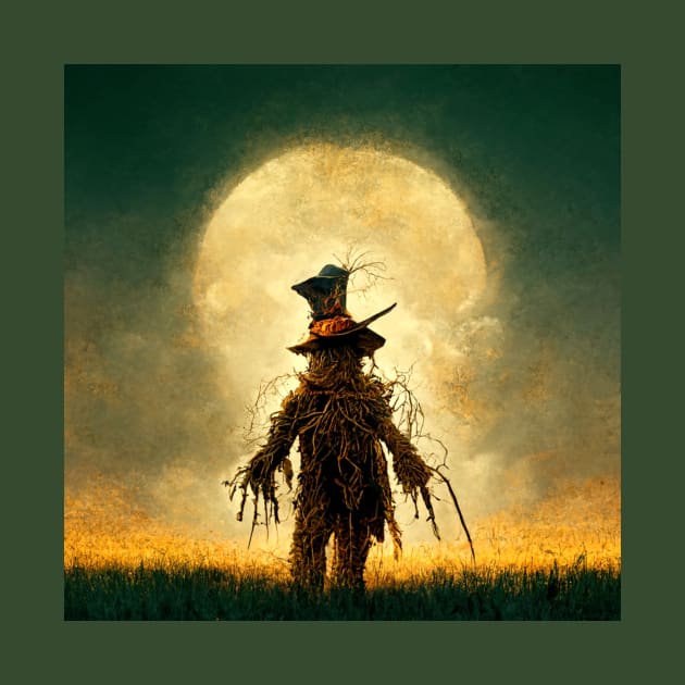 Scarecrow at Full Moon looking lonely. by Liana Campbell