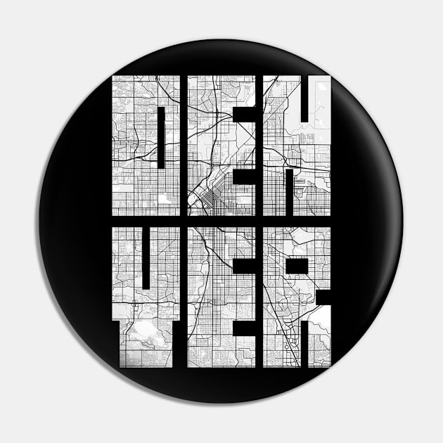 Denver, Colorado, USA City Map Typography - Light Pin by deMAP Studio