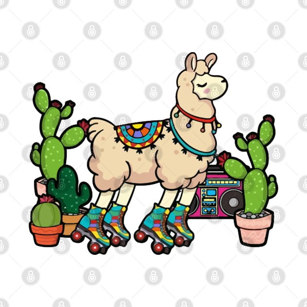 Llama Skater Boombox Cactus by LEMOUS TEES