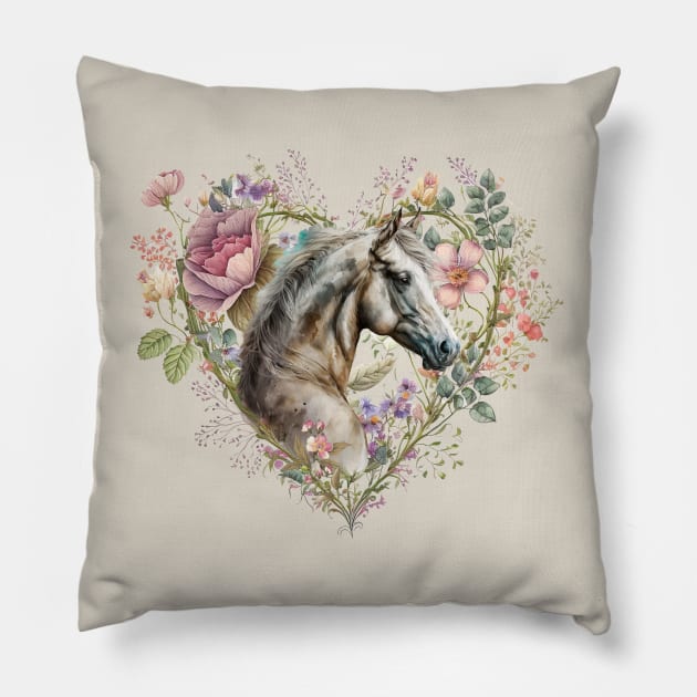 Horsehead in The Floral Heart Pillow by Biophilia