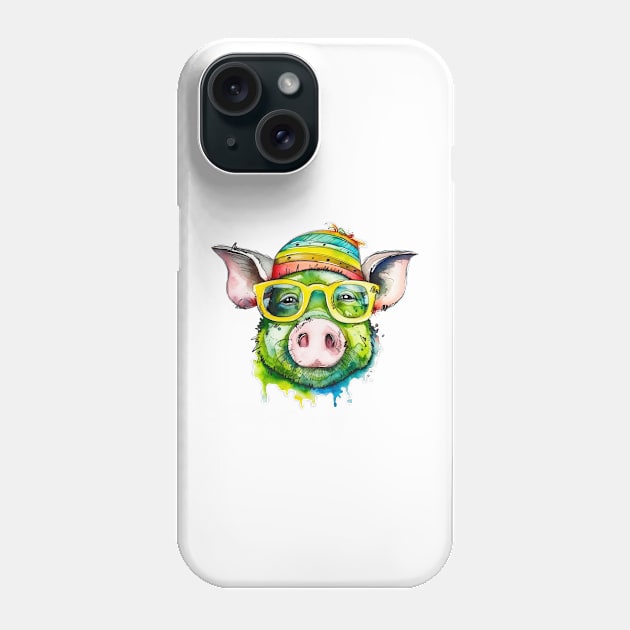 funny pig with glasses Phone Case by HJstudioDesigns